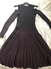 AUTHENTIC VERSACE COLD SHOULDER RIBBED WOOL SWEATER DRESS, SIZE 38 IT