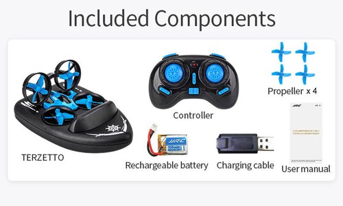 JJRC H36F 2.4G Vehicle Drone Boat 3in1Remote Control Toy 3D Flips Headless - Picture 10 of 11
