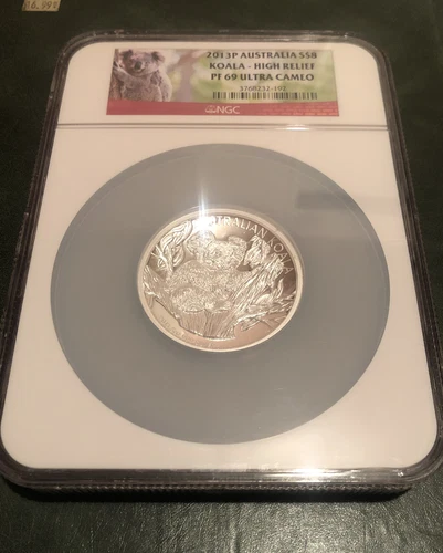 AUSTRALIA ~ 2013 P ~ $8 KOALA ~ HIGH RELIEF ~ NGC GEM PROOF PF 69 Ultra Cameo