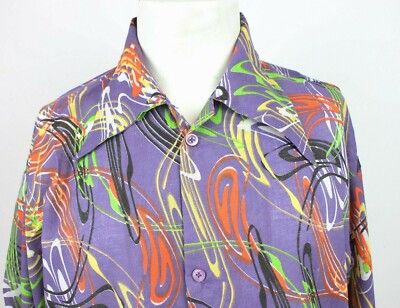 70s Style Mens Dagger Collar Graffiti 