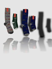  67 Neiman Marcus Men's Blue Dad  Dude Sports Cars 4-Pair Italy Socks One Size