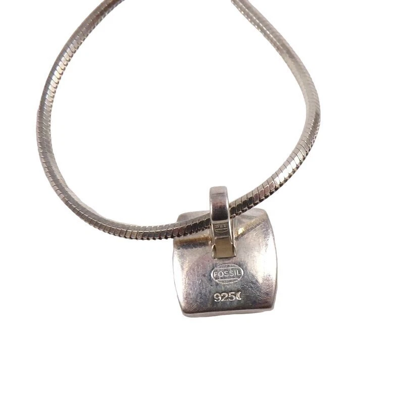 Collar de plata líquida colgante de circonita cúbica transparente fósil 16" Foto 3 de 4