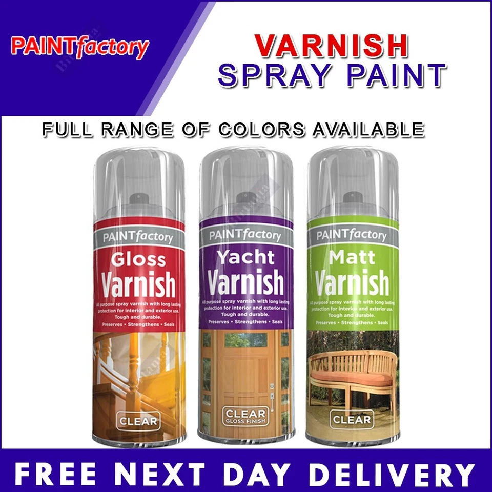 RAPIDE, PAINT FACTORY Spray Paint Aerosol Varnish Matt Gloss Finish Metal Wood Acrylic 250ml/400ml -V3