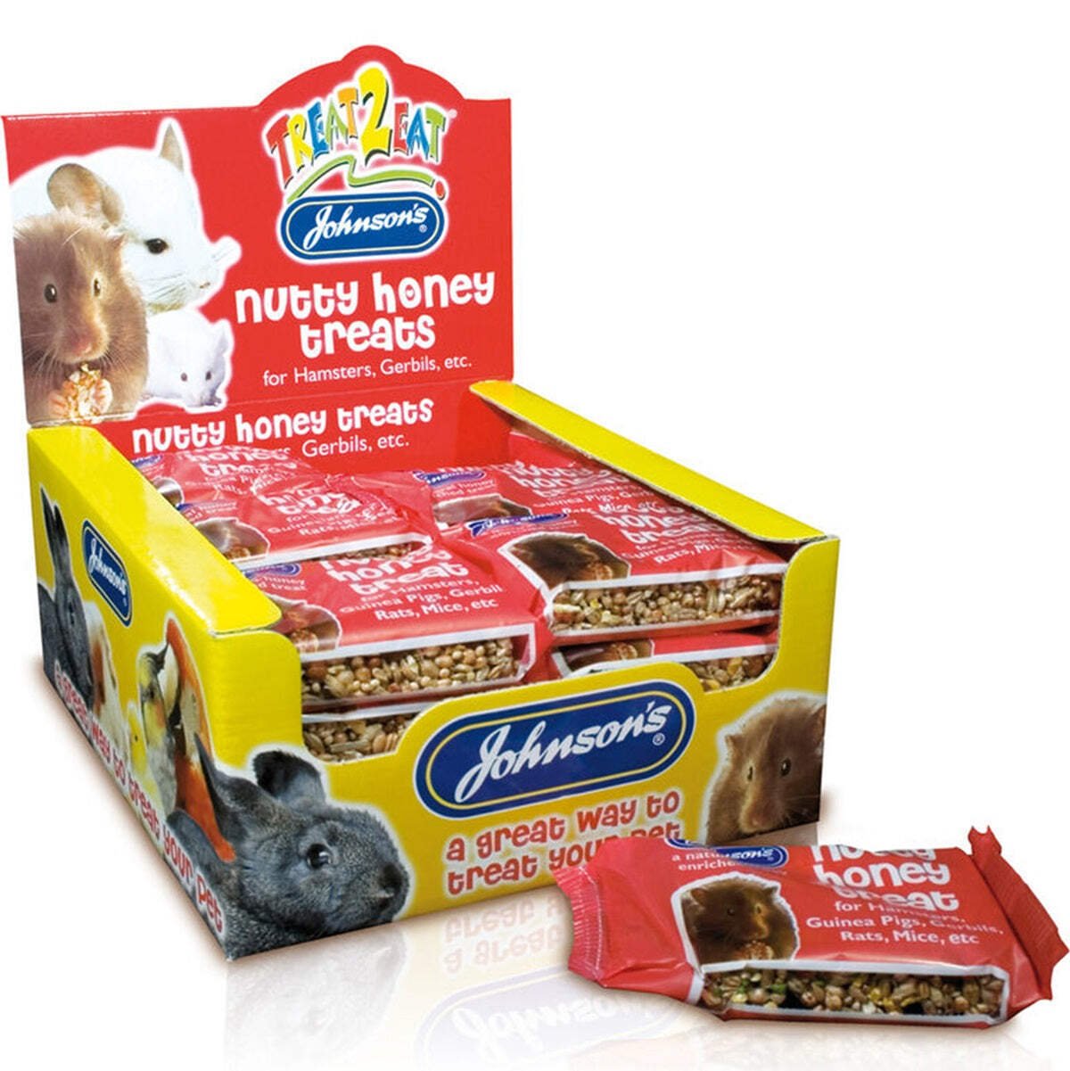NUTTY HONEY HAMSTER & GERBIL TREATS - (24 pack) - Johnsons Animal Food 50g Snack