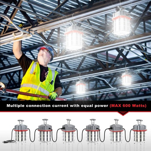 100W LED Temporary Work Light 14100lm Linkable Construction Lights 10ft Cord ETL - Picture 7 of 11