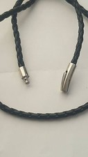  BLACK BRAIDED LEATHER  CORD ROPE GREEK CHAIN NECKLACE STAINLESS STEEL CLASP