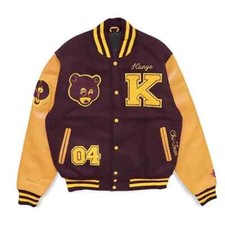 The College Dropout Kanye West Wool Genuine Leather Letterman Varsity Men Jacket