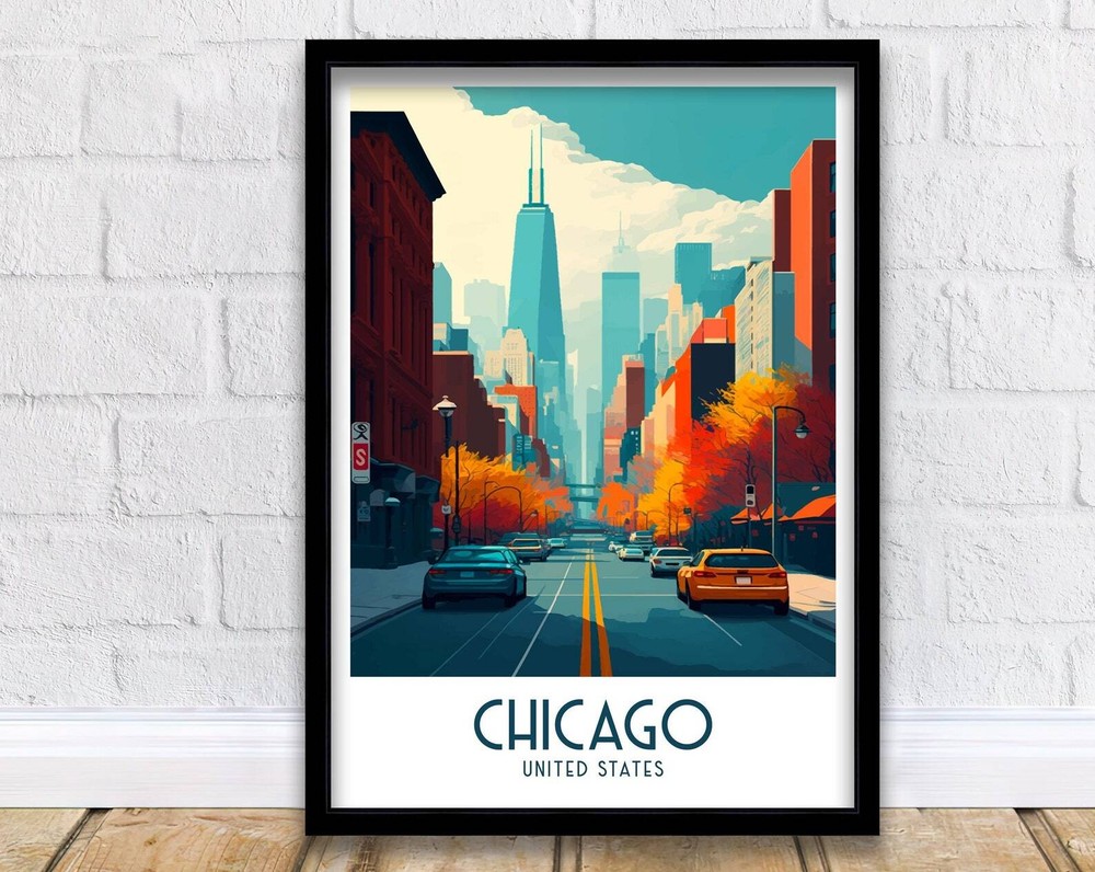 Chicago Travel Print Chicago Wall Decor Chicago Home Living Decor Chicago