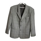 <!--F#f_0-->Australian Made Men Sz 40 Silk Blend Jacket Lined Pockets Tweed Herringbone Grey<!--F/-->