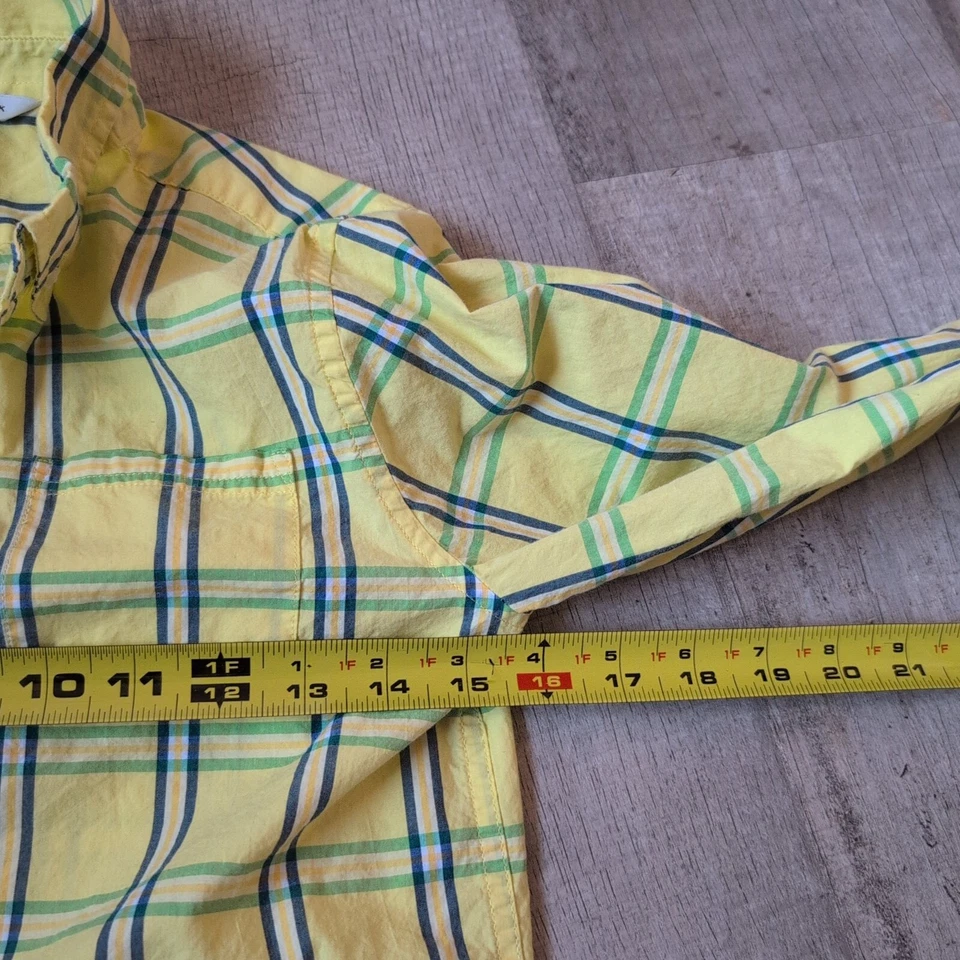 Camisa Janie And Jack Boys Abotonada 12 Amarillo Azul Cuadros Manga Larga Foto 4 de 4