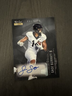 2021 Wild Card Matte Black Silver Premier Auto #MB-A SAGE SURRATT Signed Card RC