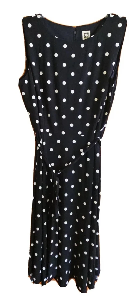 Anne Klein Plus Size Midi Dress Dark Navy White Polka Dot Women SZ 2X New $129 - Image 2 of 4