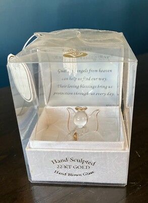 Glass Angel Blessing Treasure Chest by LaVORIE Originals, Hand Sculpted 22KT New