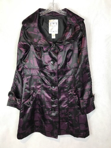 Cappotto donna Nick & Mo Nordstrom taglia grande L viola nero con bottoni elegante