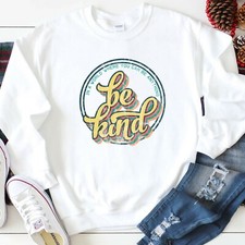 Womens Tops Retro Be Kind Crewneck Sweatshirt Best Christmas Gifts for Teacher