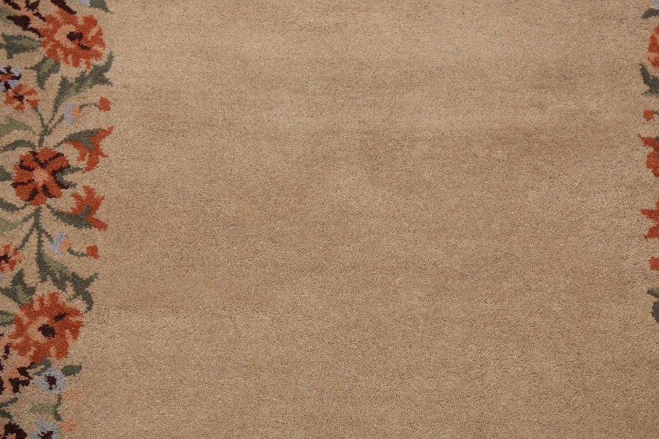 LIGHT BROWN Bordered Oriental Area Rug Hand-tufted Transitional Foyer Carpet 5x8 - Image 4 of 4