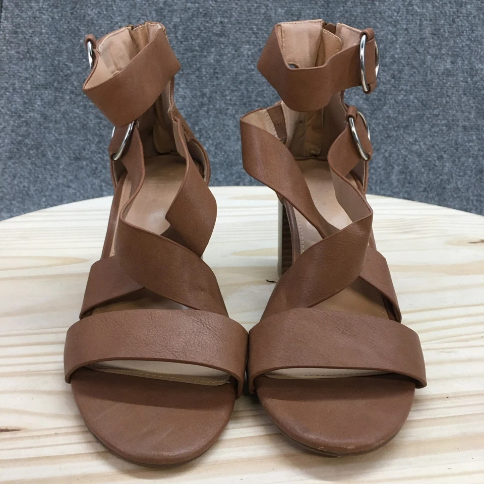 Босоножки женские Charlotte Russe 9 Carol с ремешками коричневые искусственная кожа каблуки пряжка - Изображение 4 из 4