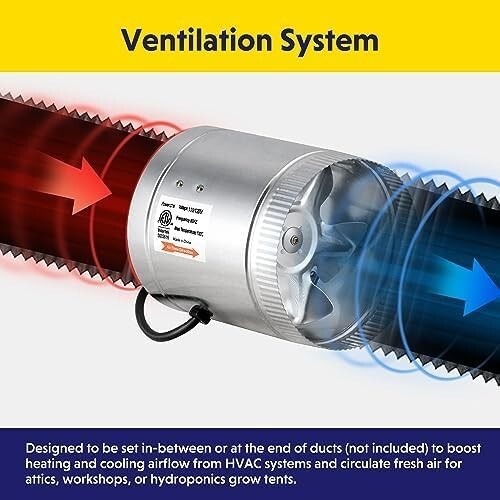 iPower 6 Inch 240 CFM Inline Duct Fan with Low Noise Booster Exhaust for HVAC...