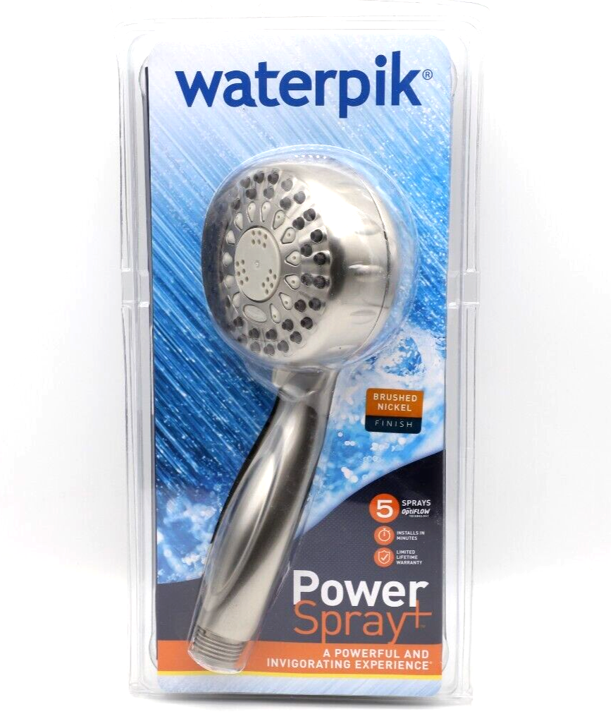 Handheld Waterpik TRS559E Shower Head with 5 Settings, 1.8 GPM, Brushed Nickel Finish
