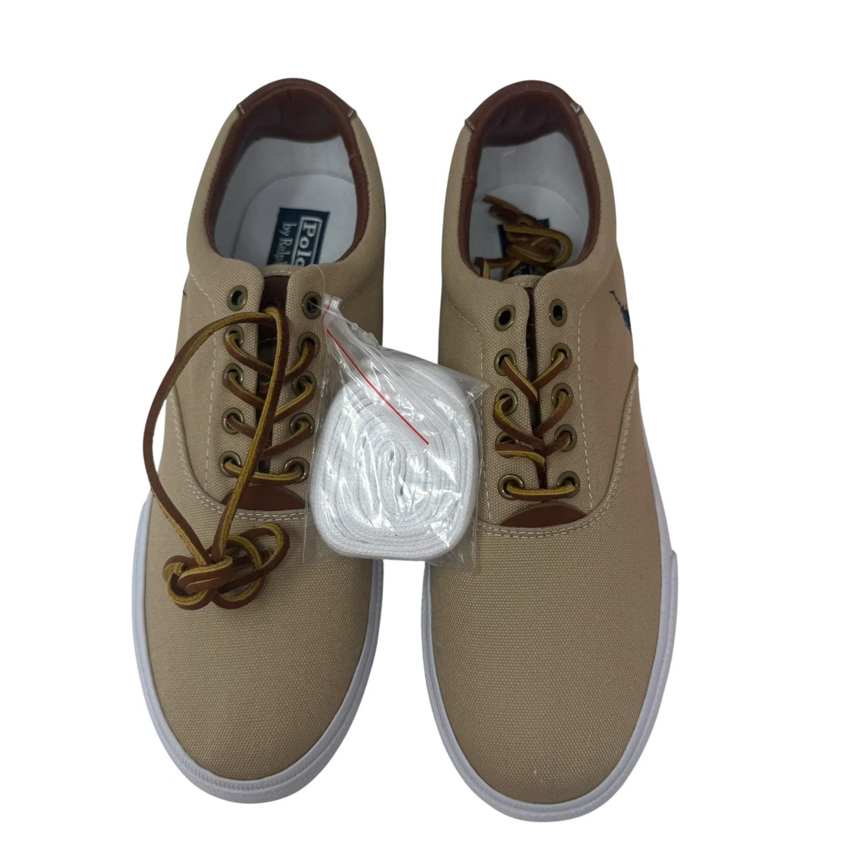 Polo Ralph Lauren Vintage Mens Slip On Low Top Casual Canvas Sneakers 11D Ralph Lauren Canvas Beige Casual Shoes for Men for sale | eBay main image 4