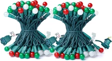 BOHON Christmas Lights 2 Pack 24FT 70 LED G15 Red White and Green Globe Christma