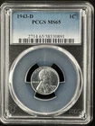 1943-D  1C  Lincoln Wheat One Cent  PCGS MS65  58330891