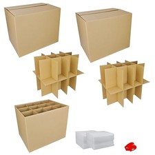 2 Sets Moving Boxes with Divider Kits,16 x 12 x 13 Inch Glassware Dish Packin...