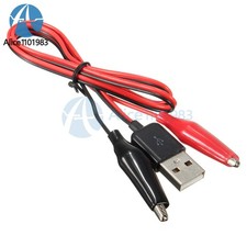 Alligator Test Clips Clamp to USB Male Connector Power Supply Adapter Cable 60cm