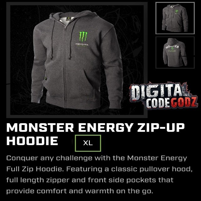 Monster Energy Mayhem Gear 2025 - Charcoal Zip-Up Hoodie - New/Sealed - Size XL