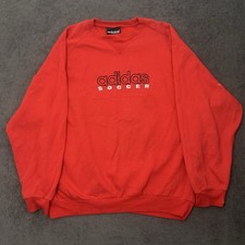 Vintage 90s ADIDAS Soccer crewneck sweatshirt pullover red size large
