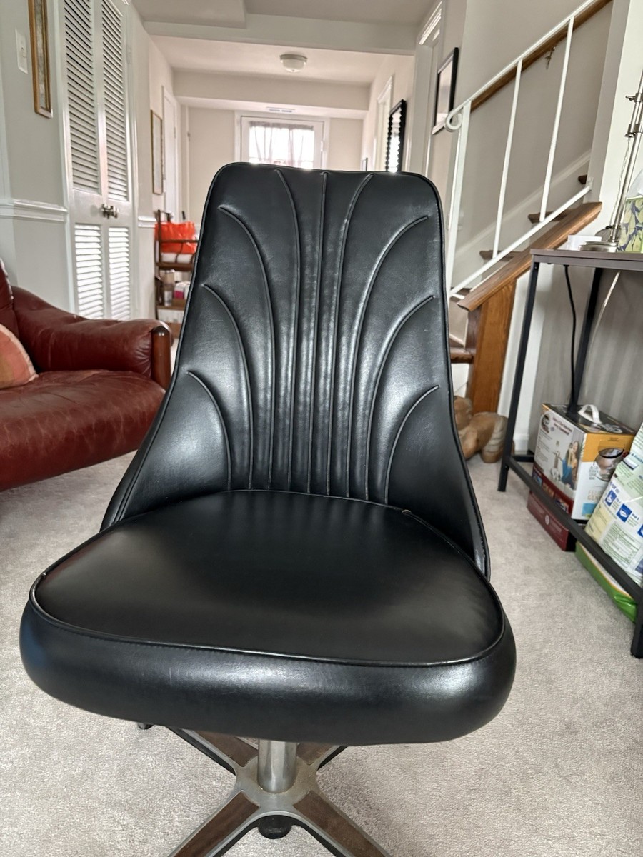 Chromcraft '69 Mid-Century Black Upholstered Desk Chair Metal