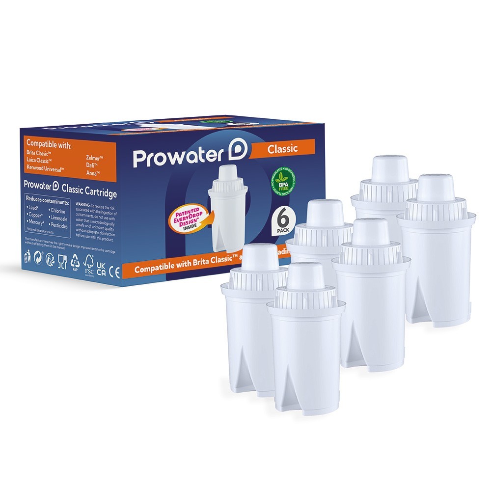 6 x ProWater Classic Filter Cartridges fits Brita, Laica, Dafi, Kenwood Jugs