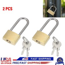 2 Pcs Solid Brass Padlocks 2.05" Long Shackle Lock with 2 Keys USA