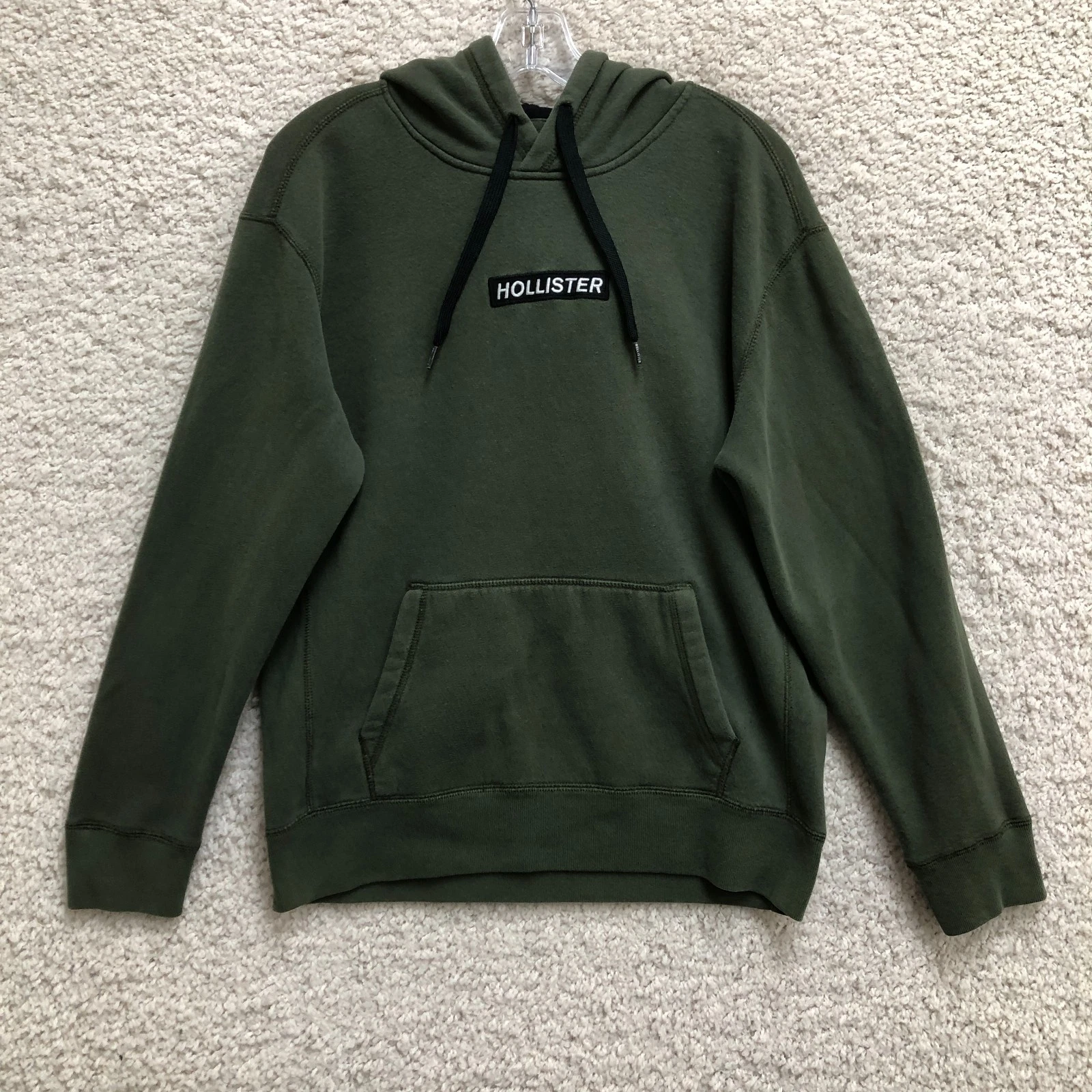 Hollister Hoodie Medium Adult Green Pullover Long Sleeve Pocket Sweatshirt Mens