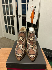 Vince Camuto Geanne Snake Print Pointed Toe Zip Ankle Bootie Women 7.5