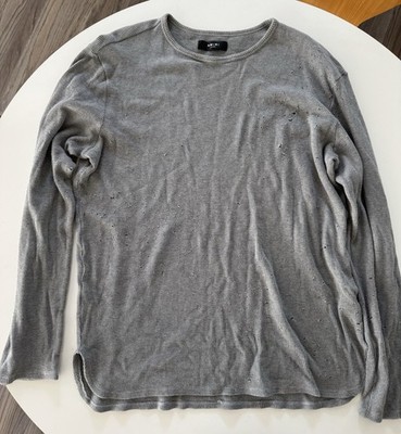Amiri Gray Thermal distressed shotgun  holes frayed Style