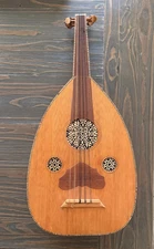 Handmade Striped Oud Lute Bowl-Back Arabic Turkish String Instrument Musical Art