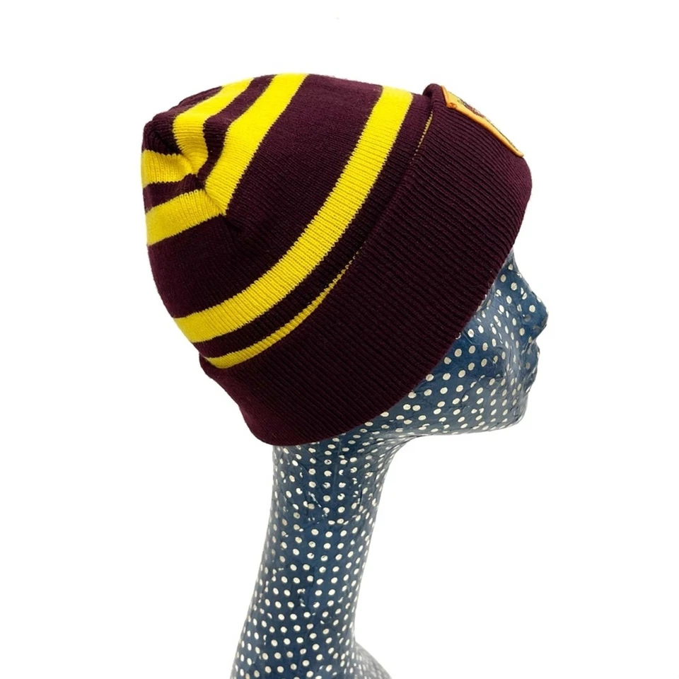 Gorro de malha Harry Potter Grifinória gorro meia boné marrom listra dourada tamanho infantil - Imagem 3 de 4
