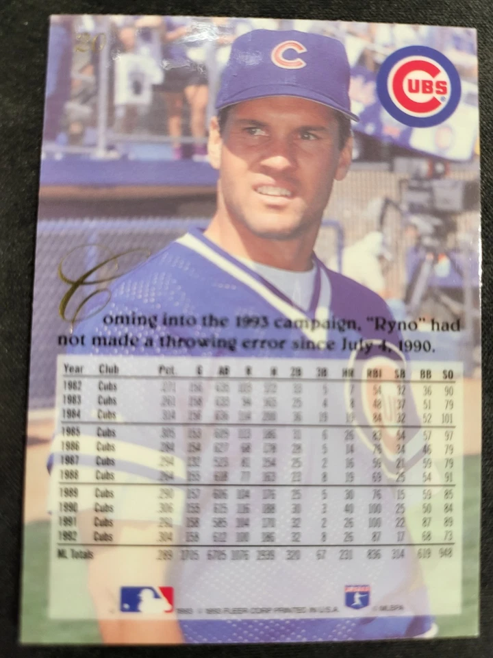 1994 Fleer Flair Ryne Sandberg Card #20 - Cubs HOF - Image 2 of 2