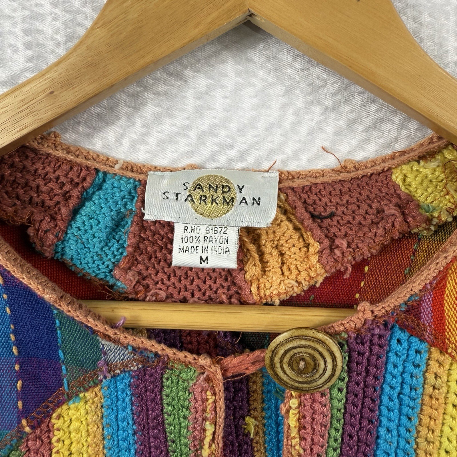 Vintage Sandy Starkman Patchwork Jacket M Boho Ar… - image 3