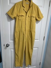 Madewell Short-Sleeve Coverall Jumpsuit Cotton Size XL Golden Yellow Button Up
