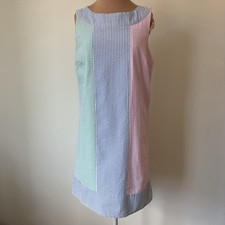 Vineyard Vines Party Seersucker Sleeveless Pastel Colorblock Multi Shift Dress 6