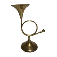 Vtg Brass Upright French Horn Bugle 9.75 Music Instrument Home Decor India