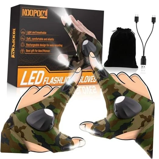 LED Rechargeable Flashlight Gloves Outdoor Fishing Gloves Cool camouflage
Opens in a new window or t