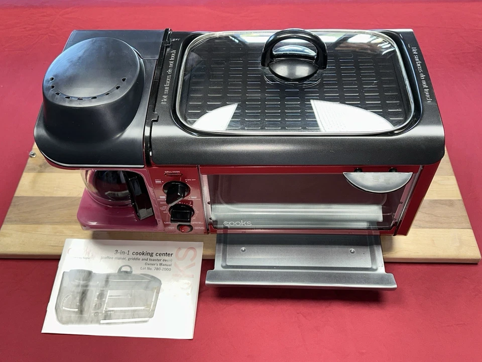 NUEVO CON ETIQUETAS Cocineros 3 en 1 Electrodoméstico de Cocina Plancha Tostadora Horno Cafetera PROBADO  Foto 2 de 4