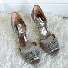 Badgley Mischka Gunmetal Silver Embellished Heels  Size 8