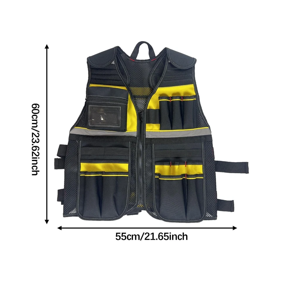 Tool Vest Portable with Multi Pocket for Electrician Carpenters Construction - Image 3 of 4