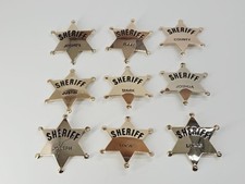 Kids Toy Novelty Sheriff Badges Pinback - Lot Of 9 - 2.25" X 2.5"