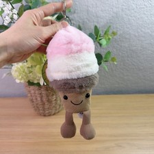 Jellycat Amuseables Neapolitan Ice Cream Cone Bag Charm Keychain Cute Gift NWT