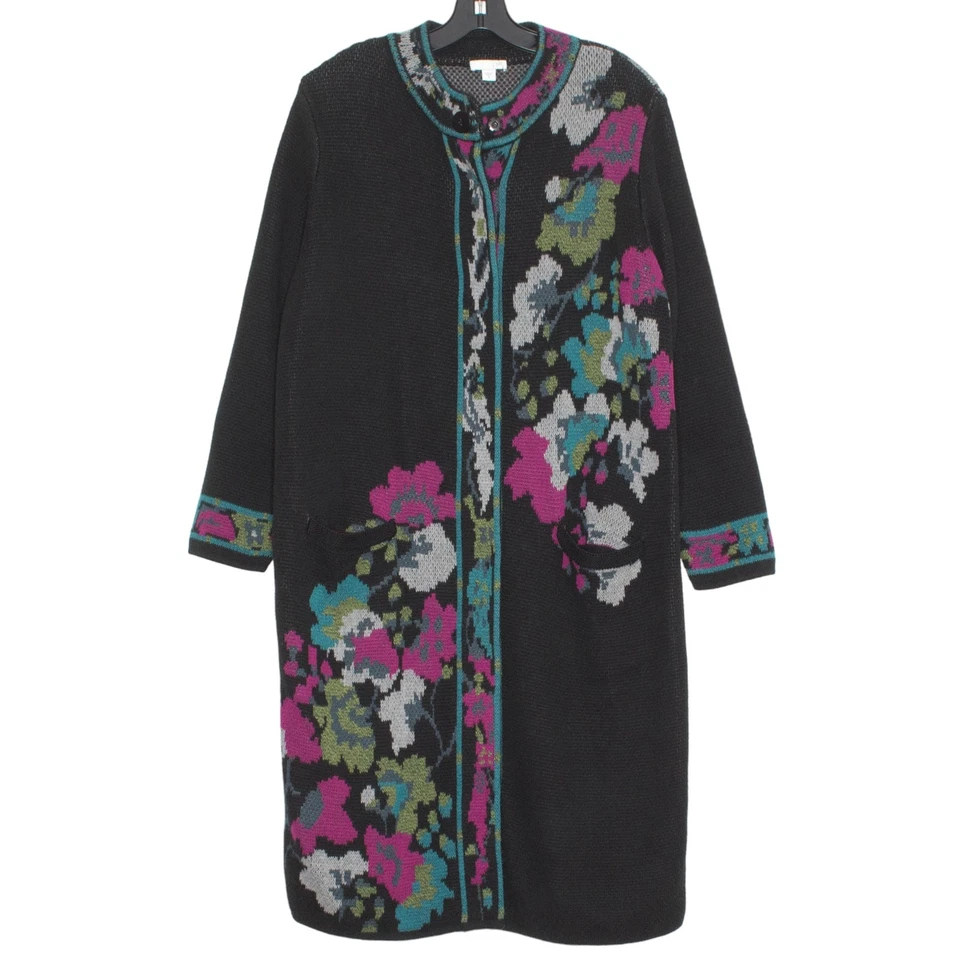 J Jill Suéter Cárdigan Plumero Floral Boho Capricho Oscuro Academia Artístico Mediano Foto 2 de 4
